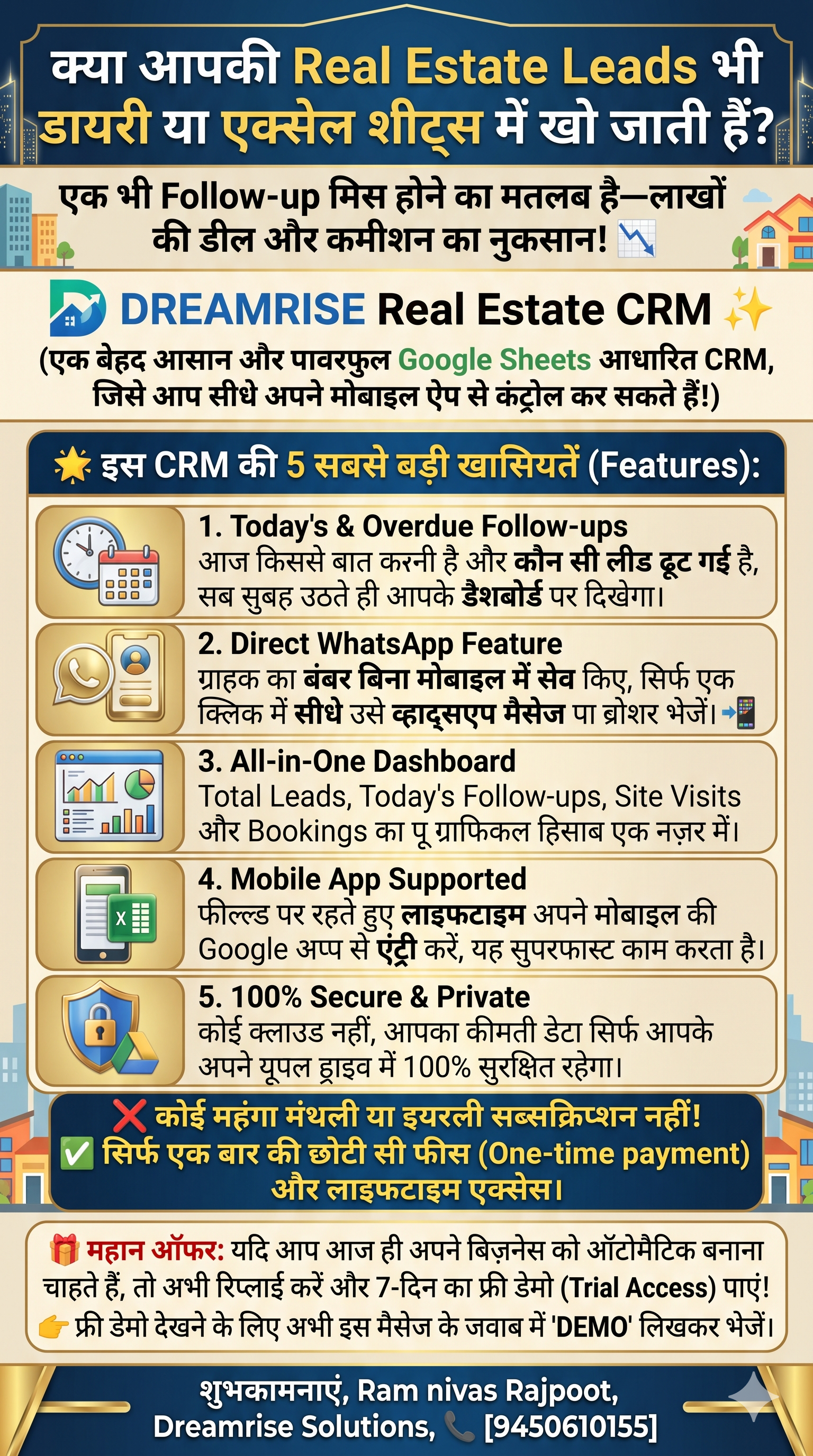Dreamrise Real Estate CRM - Ultimate Google Sheets Template for Brokers & Agents
